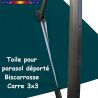Toile Bleu Océan CARREE 3x3 pour Parasol Déporté Biscarrosse : vue du zip de la toile pour mise en place sur le mât