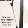 Toile Ecru CARREE 3x3 pour Parasol Déporté Biscarrosse