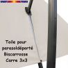 Toile Soie Grège CARREE 3x3 pour Parasol Déporté Biscarrosse