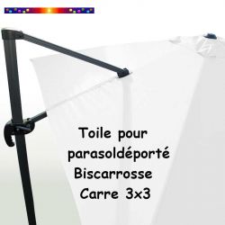 Toile Blanc CARREE 3x3 pour Parasol Déporté Biscarrosse: vue arriere du parasol