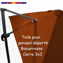 Toile Terracotta CARREE 3x3 pour Parasol Déporté Biscarrosse: vue arriere du parasol