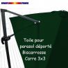 Toile Vert Pinède CARREE 3x3 pour Parasol Déporté Biscarrosse