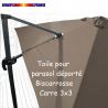 Toile Taupe CARREE 3x3 pour Parasol Déporté Biscarrosse: vue arriere du parasol