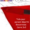 Toile Rouge Coquelicot CARREE 3x3 pour Parasol Déporté Biscarrosse : pochon de fixation de la toile