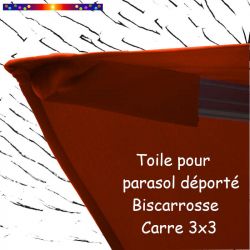 Toile Terracotta CARREE 3x3 pour Parasol Déporté Biscarrosse