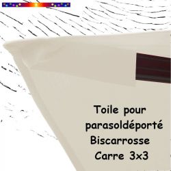 Toile Ecru CARREE 3x3 pour Parasol Déporté Biscarrosse : détail de la fixation de la toile en bout de baleine