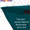 Toile Bleu Océan CARREE 3x3 pour Parasol Déporté Biscarrosse : détail de la fixation de la toile en bout de baleine