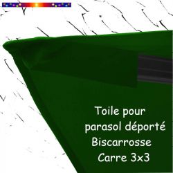Toile Vert Pinède CARREE 3x3 pour Parasol Déporté Biscarrosse : détail de la fixation de la toile en bout de baleine