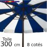 Toile Rayon Bleu Ø300 cm (8 cotés - parasol mât central Lacanau)