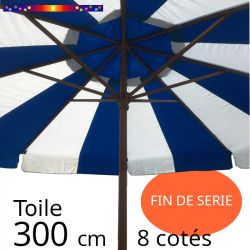 Toile Rayon Bleu Ø300 cm (8 cotés - parasol mât central Lacanau)