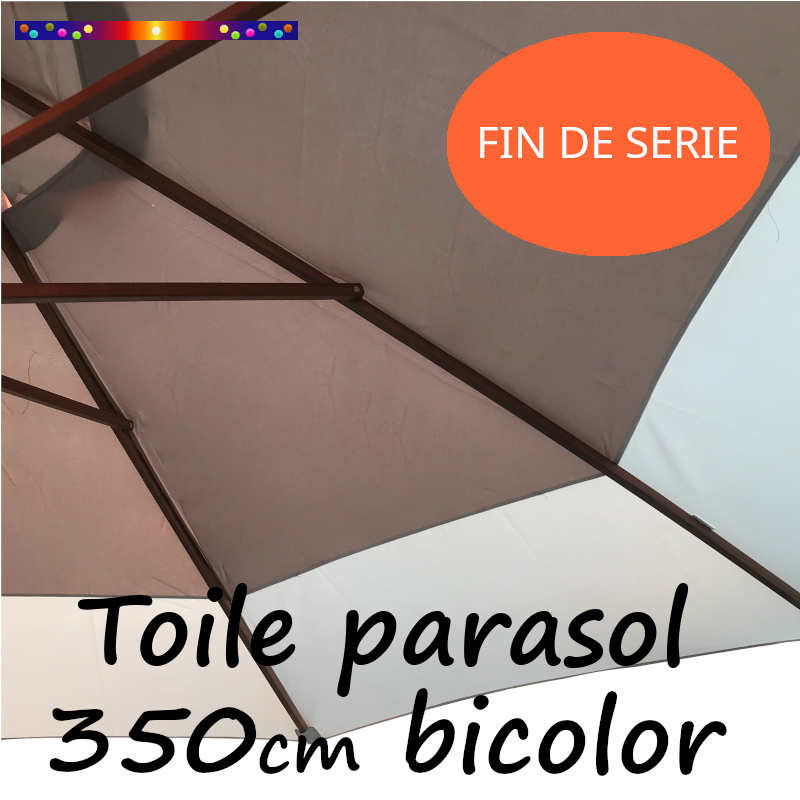 Toile Bicolore Nature Ø350 cm (8 cotés - parasol mât central Lacanau)