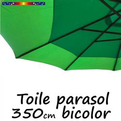 Toile Collector Bicolore Vert-Vert Ø350 cm (8 cotés - parasol mât central Lacanau) : vu de dessous