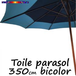 Toile Collector Bicolore Bleu-Bleu Ø350 cm (8 cotés - parasol mât central Lacanau) : vu de dessous