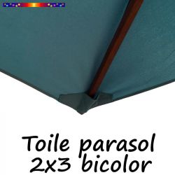 Toile Collector Bicolore Bleu-Bleu 2x3 (rectangle 6baleines Lacanau mât central) : détail de la fixation de la toile sur la bale