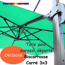 Toile déclassée Vert Emeraude CARREE 3x3 pour Parasol Déporté Biscarrosse