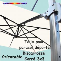 Toile Ecru Blanc Cassé 3x3 pour Parasol Déporté Biscarrosse ORIENTABLE