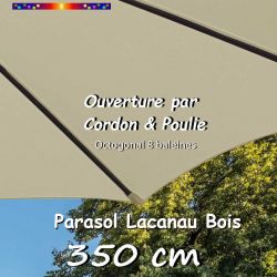 Parasol Lacanau Soie Grège 350 cm Bois Cordon
