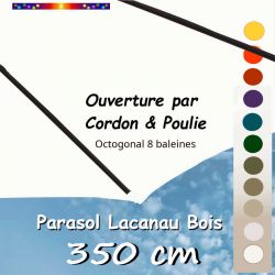 Parasol Lacanau Ecru Crème 350 cm Bois Cordon