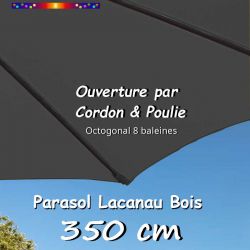 Parasol Lacanau Gris 350 cm Bois Cordon