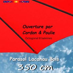 Parasol Lacanau Coquelicot 350 cm Bois Cordon