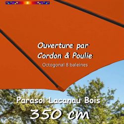 Parasol Lacanau Terracotta 350 cm Bois Cordon