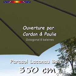 Parasol Lacanau Kombu Kaki 350 cm Bois Cordon
