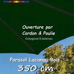 Parasol Lacanau Vert Pinede 350 cm Bois Cordon