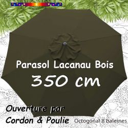 Parasol Lacanau KOMBU Kaki 350 cm Bois Cordon