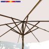 Parasol Lacanau Ecru Blanc Cassé 300 cm Bois&Cordon : système d'ouverture vue de dessous