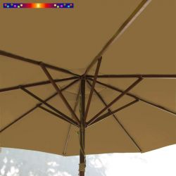 Parasol Lacanau Chamois 300 cm Bois&Cordon : système d'ouverture vue de dessous