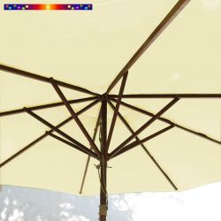 Parasol Lacanau Ecru Crème 300 cm Bois&Cordon : système d'ouverture vue de dessous