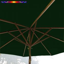 Parasol Lacanau Vert Pinède 300 cm Bois&Cordon : système d'ouverture vue de dessous