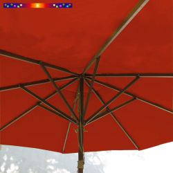Parasol Lacanau Terracotta 300 cm Bois&Cordon : système d'ouverture vue de dessous