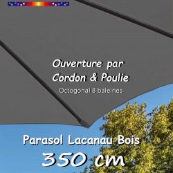 Parasol Lacanau Gris Flanelle 350 cm Bois Cordon