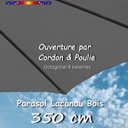 Parasol Lacanau GRIS Acier 350 cm Bois Cordon