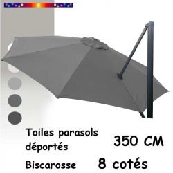Toile Gris Acier 350 cm/8 cotés  pour Parasol Déporté Biscarosse