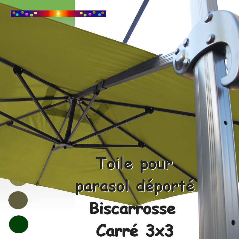 Toile Lichen CARREE 3x3 pour Parasol Déporté Biscarrosse