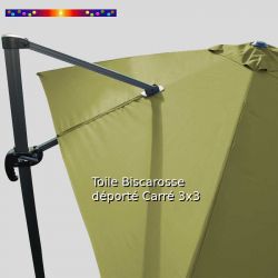 Toile Lichen CARREE 3x3 pour Parasol Déporté Biscarrosse : vue arriere du parasol