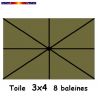 Toile Olive 3x4 (rectangle 8baleines Lacanau mât central) : position  des baleines