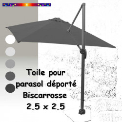 Toile de remplacement pour parasol déporté 2.5 x 2.5 Gris Moyen