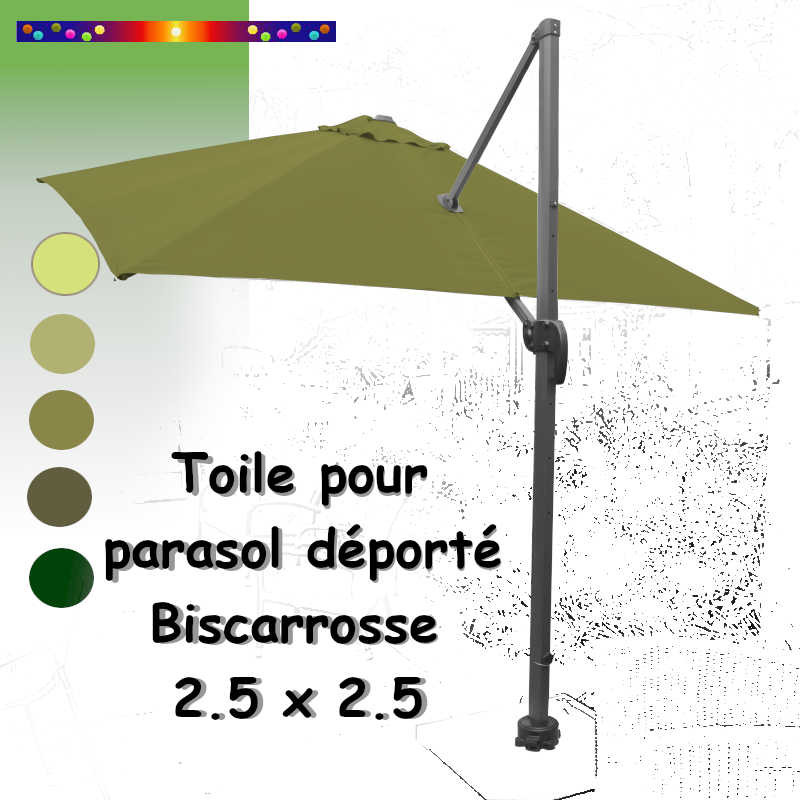 Toile Lichen CARREE 2.5 X 2.5 pour Parasol Déporté Bisca : vue arrière du parasol