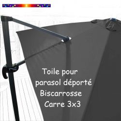 Toile GRIS Moyen CARRÉE 3x3 pour Parasol Déporté Biscarrosse : vue arrière