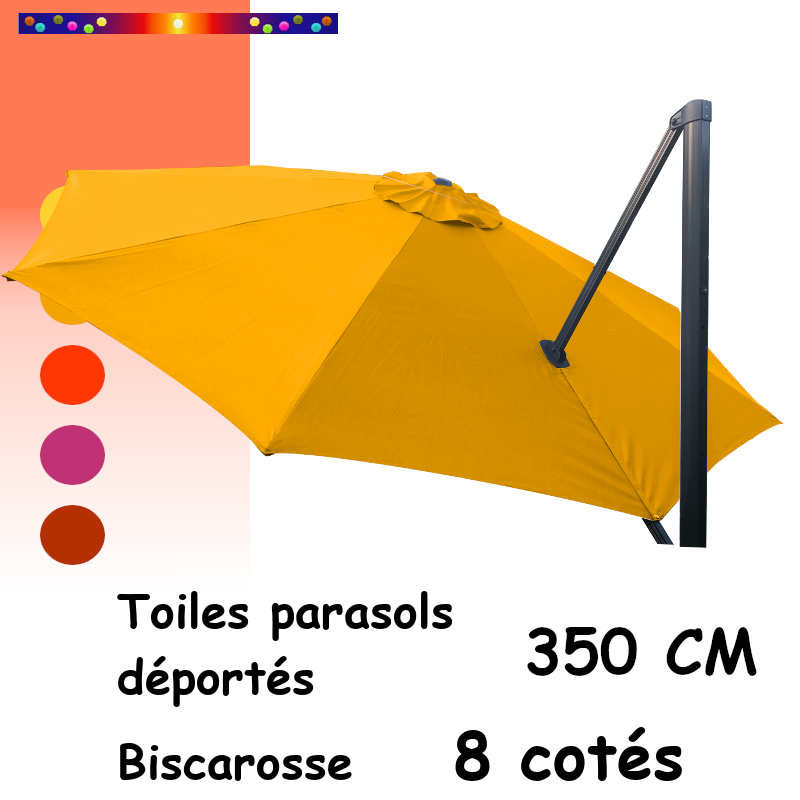 Toile de remplacement OCTOGONALE 350 CM pour Parasol EXCENTRE Biscarrosse Couleur Jaune Tournesol