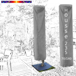 Housse Hauteur 235 cm x Largeur 70/140 cm sur parasol déporté 3x3