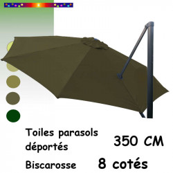Toile de remplacement OCTOGONALE 350 CM pour Parasol EXCENTRE Biscarrosse Couleur Vert Kombu Kaki
