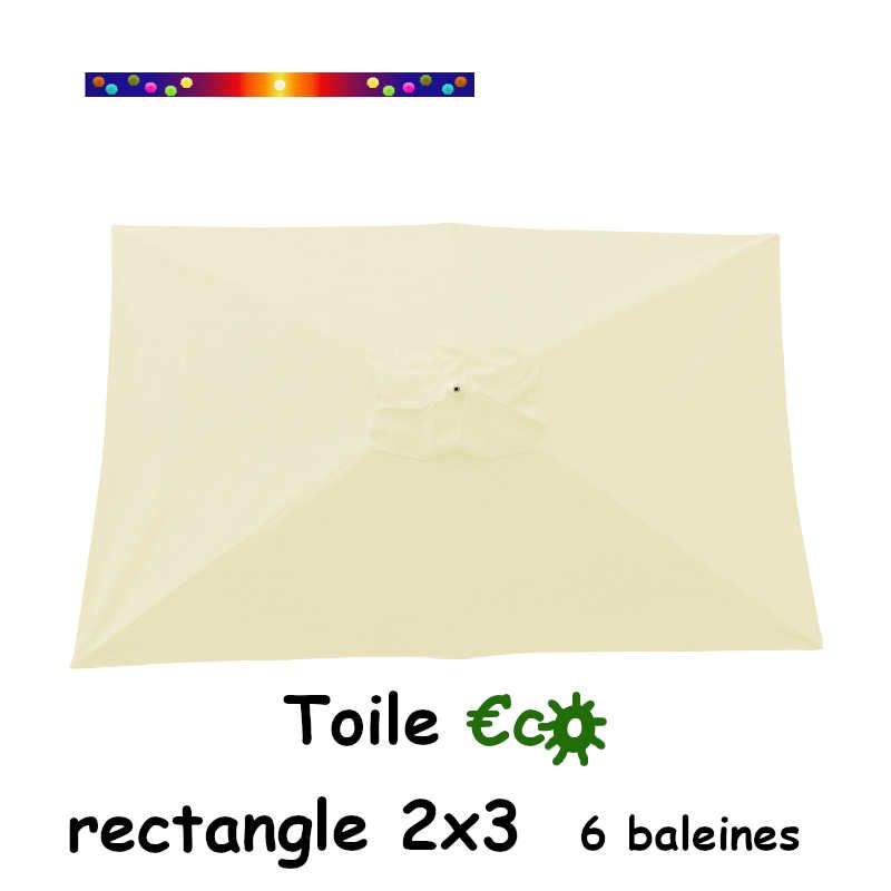Toile €c☼ Ecru 2x3 (rectangle 6baleines Lacanau mât central)  : vue de dessus