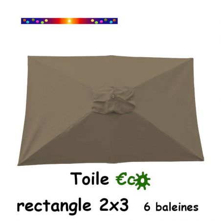 Toile €c☼ Brun Taupe 2x3 (rectangle 6baleines Lacanau mât central)  : vue de dessus