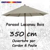 Parasol Lacanau Soie GREGE 350 cm Bois Cordon : vu de face