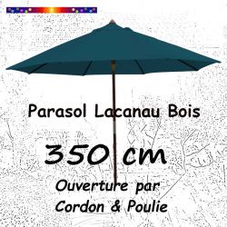 Parasol Lacanau OCEAN 350 cm Bois Cordon : vu de face