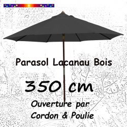 Parasol Lacanau GRIS Foncé 350 cm Bois Cordon